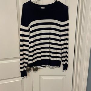 L/S navy + white striped sweater
